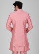 Thread Work Nehru Jacket Set In Peach Color